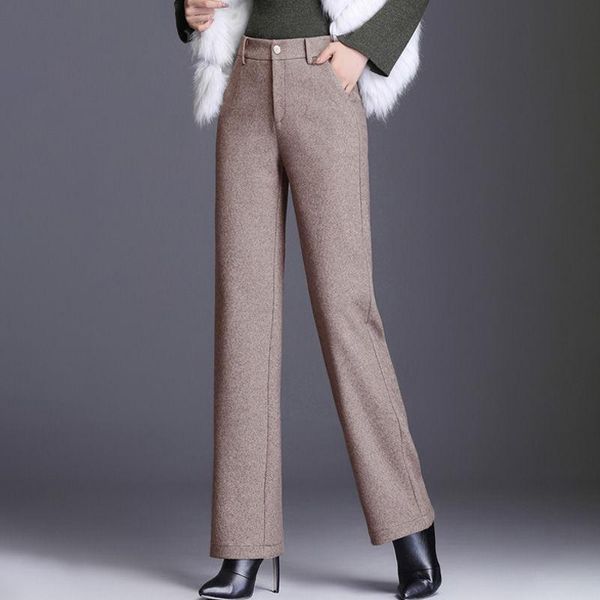 

women's pants & capris 2021 autumn winter korean style women solid high waist harem loose trousers female thick warm woolen long h203, Black;white