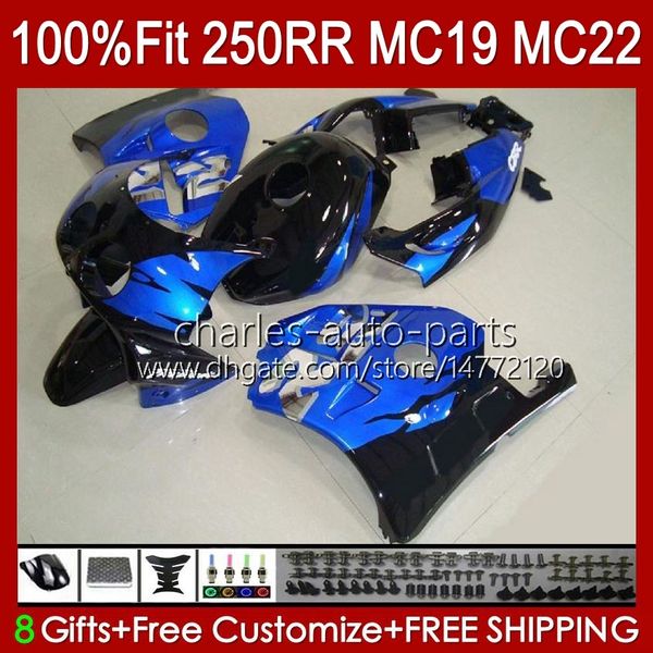 Corpo stampo ad iniezione per HONDA CBR 250RR 250 RR CC 250R CBR250RR 88 89 112HC.19 CBR 250CC MC19 88-89 CBR250 RR CC 1988 1989 Kit carenatura completa OEM blu lucido