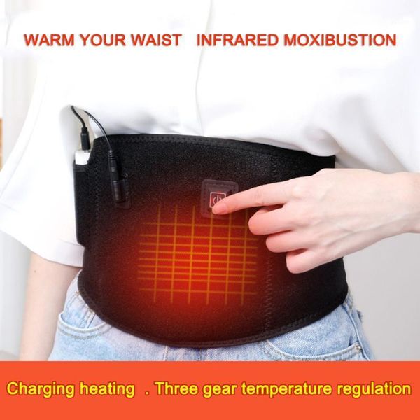 

waist support electric belt pad heated lumbar spine back pain therapy heating for easy safety working-out ornaments1, Black;gray
