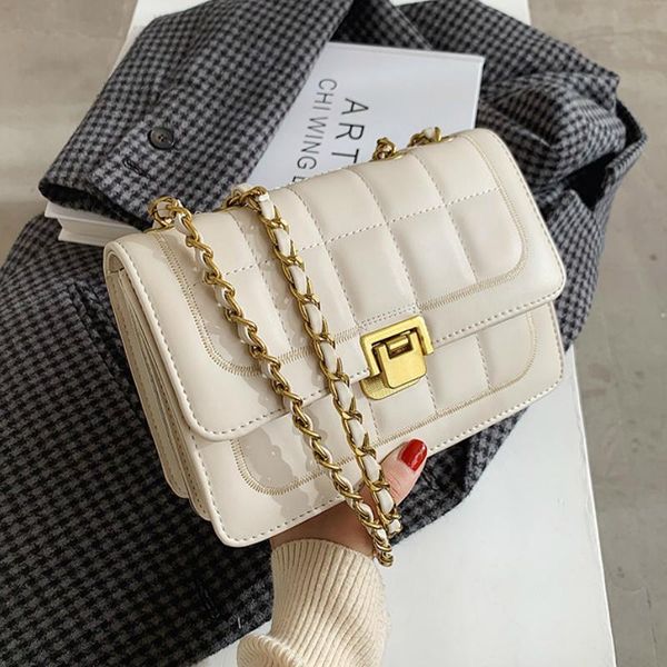 

lattice square tote 2021 fashion new high-quality pu leather women's designer handbag chain shoulder messenger bag purses