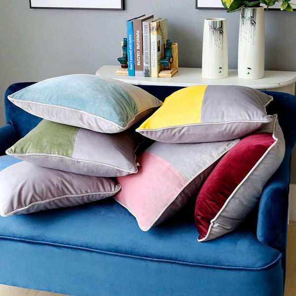 

cushion/decorative pillow nordic style solid color flannel hit stitching cushion sofa