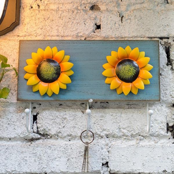 

hooks & rails creative and practical garden retro wind wrought iron sunflower decorative hook coat hat at the door of store