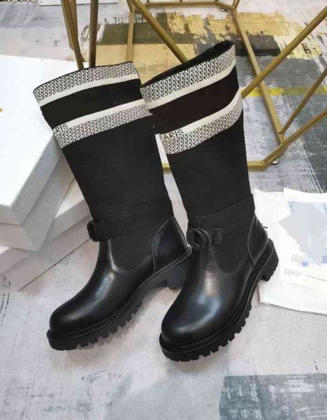 

latest autumn/winter the electronic embroidery matching color letters round head middle boot for women, Black