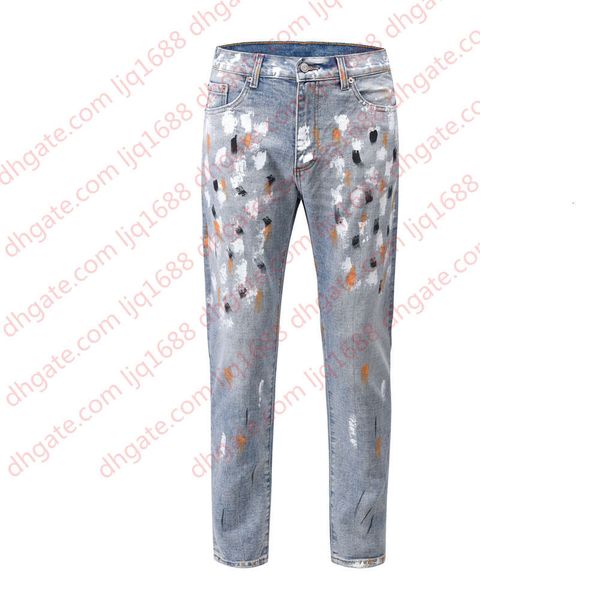 

multicolor painted jeans slim fit blue jogger pants autumn streetwear dongguan_ss
