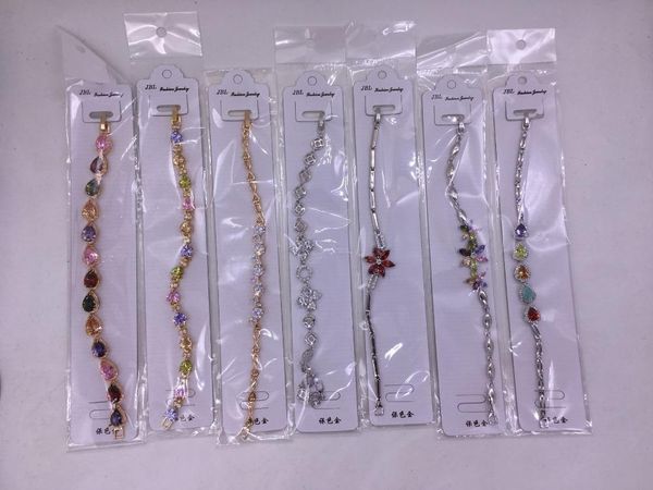 

link, chain 2021 womes zircon bracelets mix bracelet 10pcs/lot, Black