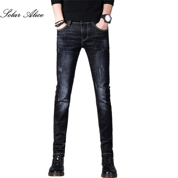 

men's jeans 2021 fall/winter mid-waist claw pattern feet young students pencil casual pants, Blue