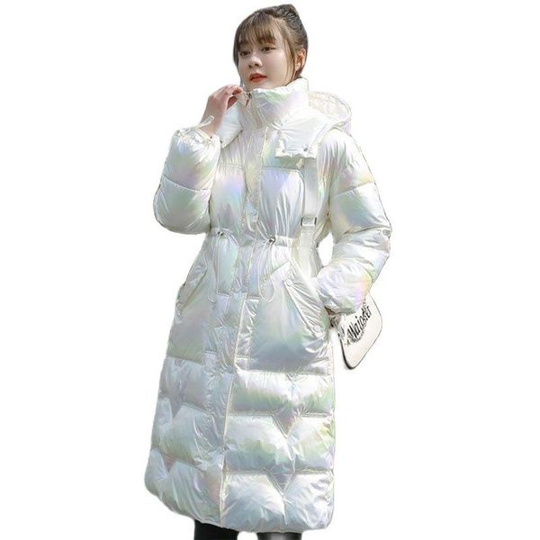 

women's down & parkas cotton-padded woman jacket waterproof bright surface hooded thick ladies mid-length 2021 winter clothing, Black