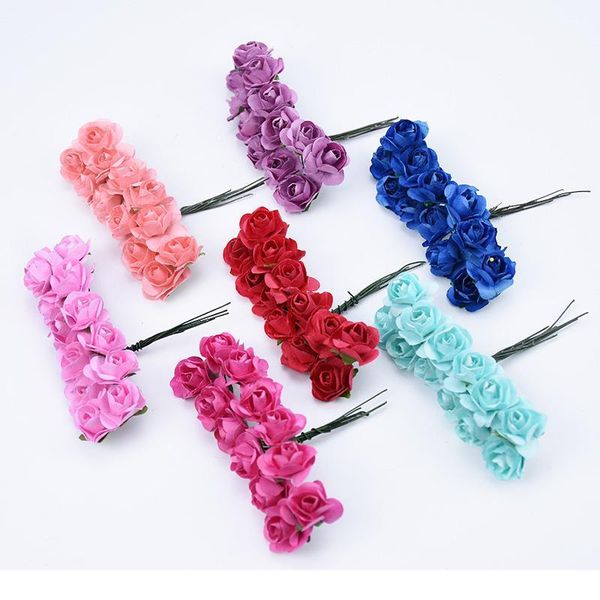 

12pcs mini paper roses bouquet wedding home decoration accessories diy christmas wreath gifts artificial flowers for s jllhtx