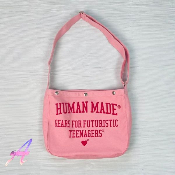 

backpack human made men's women's high street casual couple cartoon letters messenger bag bags
