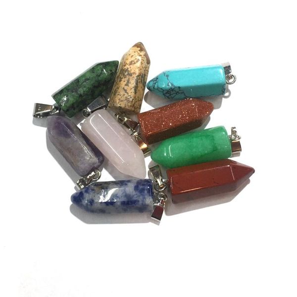 

pendants natural stone crystal agates necklace pendant for jewelry making good quality size 9mmx25mm, Black