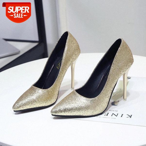 

2019 spring autumn women pumps gold silver high heels shoes fashion pointed toe wedding shoes party women #7p9q