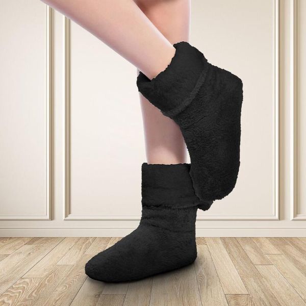 

slippers fralosha women's indoor winter super soft warm cozy fuzzy lined slipper plush with anti-slip couple, Black