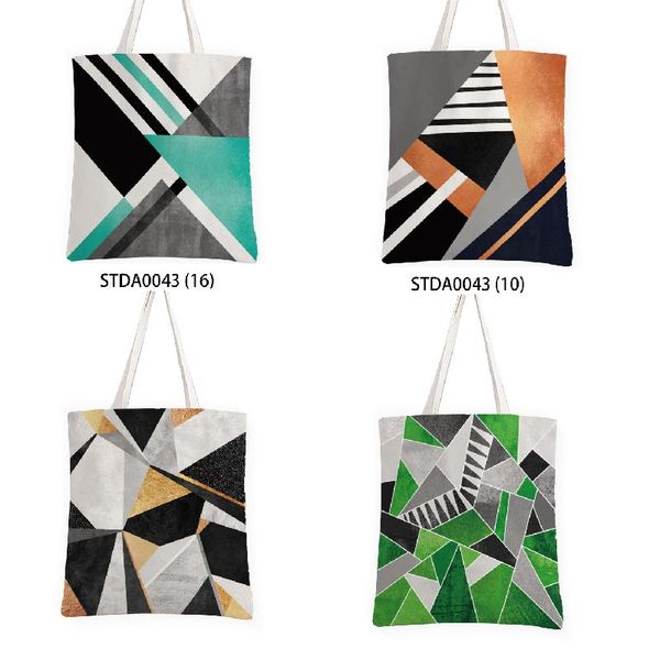 

storage bags geometric striped lattice handbags travel women's pouch stationery organizer packaging lunch bag