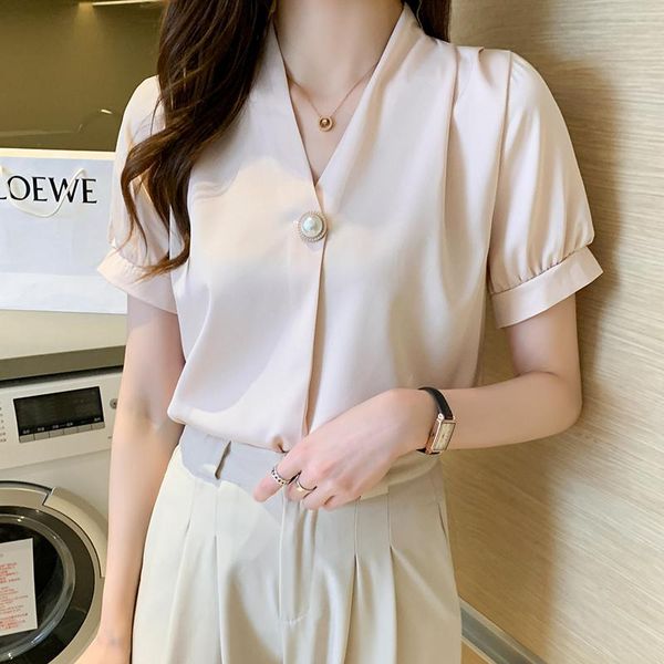 

women's blouses & shirts coigarsam short sleeve shirt womens summer v-neck women white pink 5382