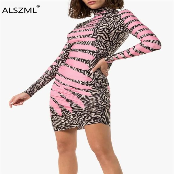 

casual dresses 2021 spring autumn women print slim pencil dress fashion lady stand collar long sleeve mini vestidos 2 color, Black;gray