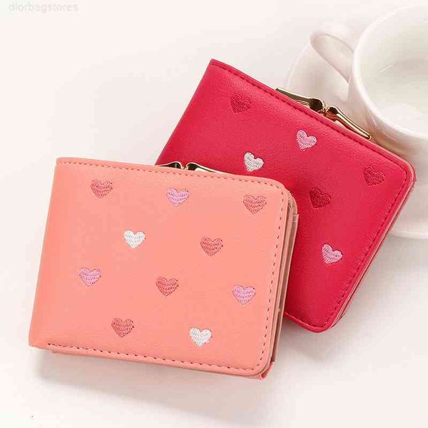 

wallet japanese and korean women's short cute simple multifunctional mini fashion, Red;black