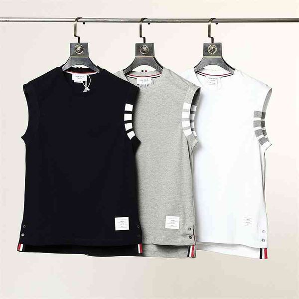 

thom bruntb new vest short sleeve yarn dyed t-shirt, White;black