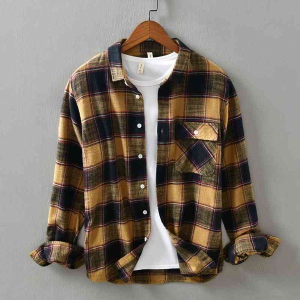 

men's casual shirts japanese style fashion men cotton long sleeve plaid shirt spring autumn vintage leisure camisa ho, White;black