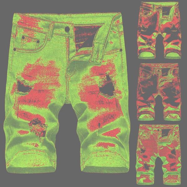 

men's jeans summer stretch short fashion casual slim fit elastic denim shorts male brand clothes, Blue