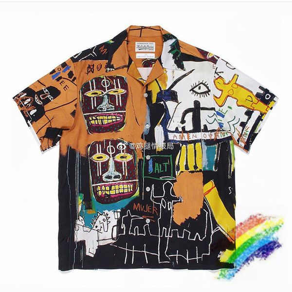 

2021ss graffiti shirt men women 1 hawaii shirts fashion casual tees, White;black