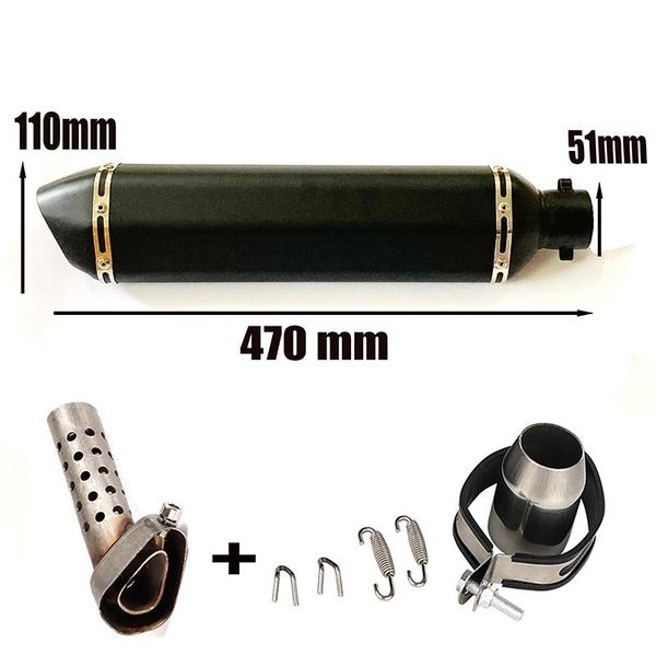 

motorcycle exhaust system dupanq 470mm black pipe muffler db killer 51mm escape moto pot echappement for mt07 r1 zx6r pcx slip on
