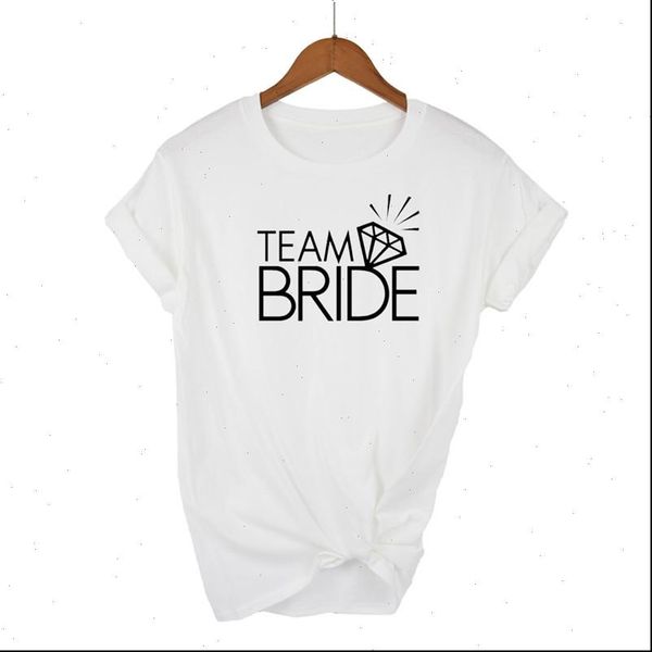 

2021 fashion new bride party shirt bride diamond ring t shirt feminine slogan women girl tees couple, White