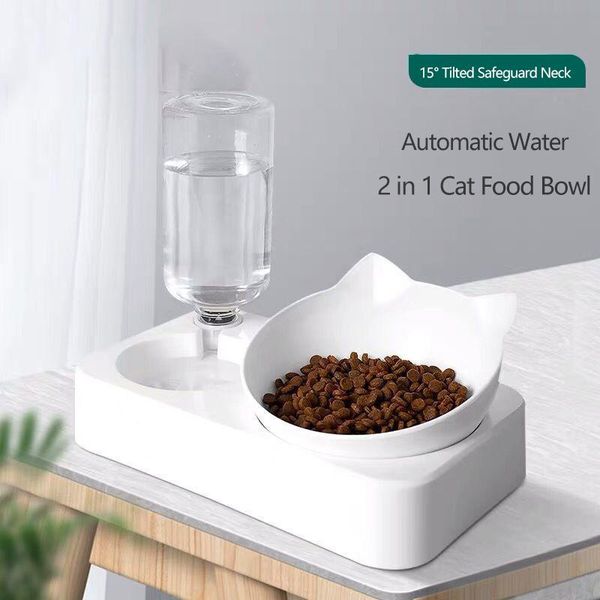 

cat bowls & feeders pet bowl automatic feeder dog food with water dispenser vertical neck protector feeding artifact comedero gato