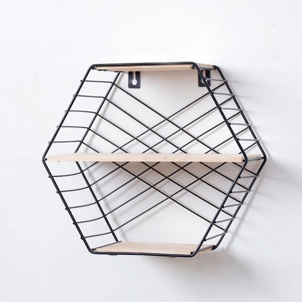 

home shelf bedroom rack books hexagonal wall mounted decoration storage flower stand
