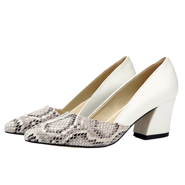 

dress shoes cresfimix women fashion snake skin pattern slip on square heel lady cool comfort black office heels a9501d