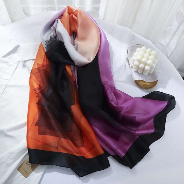 

new silk women's spring and autumn scarf in 2019, Blue;black