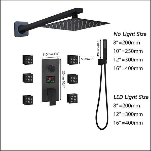

bathroom shower sets led matte black bath faucet message jets thermostatic temperature display rainfall hand set wdos