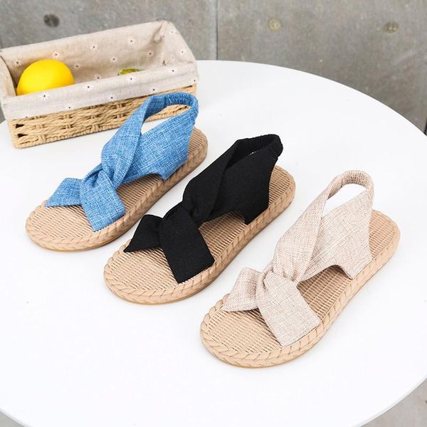 

sandals 2021 summer roman shoes fashionable student flat female fairy style ins tide elastic band, Black