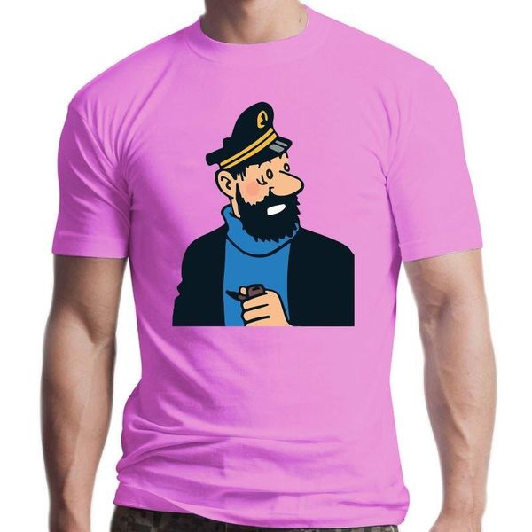 

men's t-shirts awesome captain haddock the adventures of tintin for men round collar pure cotton t shirts short sleeve tee clothing, White;black
