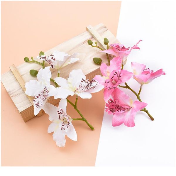 

6/10 pieces artificial flowers silk butterfly orchid home decoration accessories brooch diy christmas wreath fak qylrrs