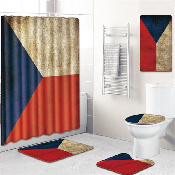 

shower curtains 5pcs/set bathroom mat set thickened curtain non-slip floor pad