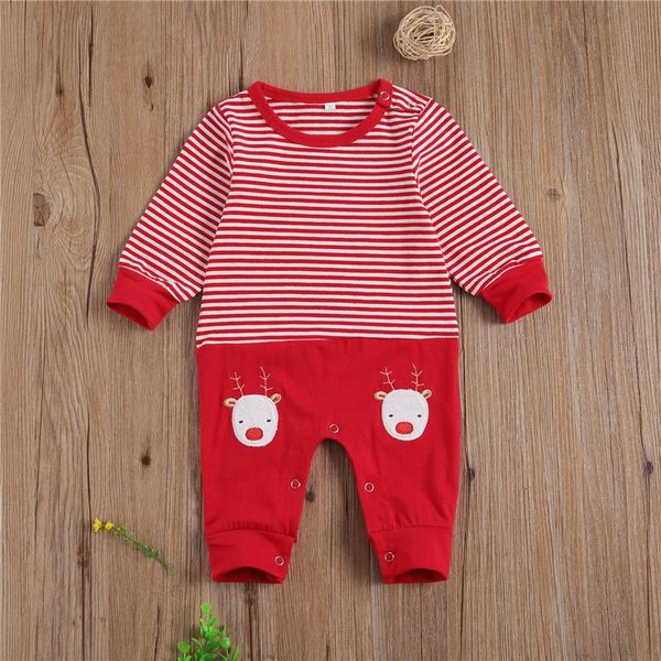 

baby boys girls one piece jumpsuit round neck long sleeve cartoon stripe creepers romper outfit, Blue