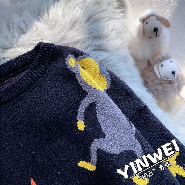 

2021 desenhos animados imprimir camisola feminina moda roupas inverno manga longa feminino pulver coreano c l9iq, White;black