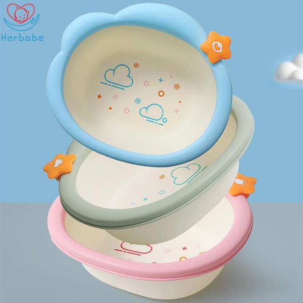 

bathing tubs & seats herbabe born baby kids cartoon plastic washbasin infantil shower products bebes hand foot face basin washing bathtubs