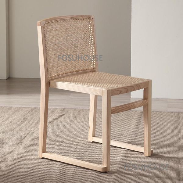 

camp furniture nordic rattan dining chair modern simple outdoor solid wood home stay backrest leisure restaurant chairs