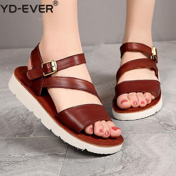 

women genuine leather gladiator sandals summer open toe shoes retro lightweight ladies flat sandals sandalia feminina, Black