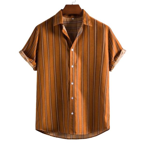 

men's casual shirts 2021 summer men printed pockets short sleeve cool thin shirt turn down collar chemise homme, White;black