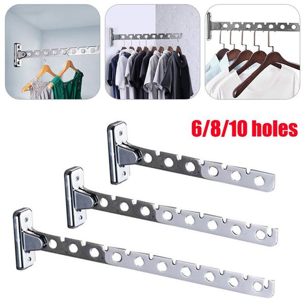 

hangers & racks 6/8/10 holes folding hanger holders wall mounted laundry room hooks stainless steel clothes with swing arm bar