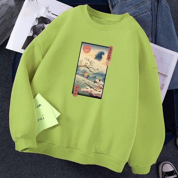 

men's hoodies & sweatshirts japanese style manga clothes wolf princess ukiyo e men sweatshirt autumn fashion anime casual harajuku male, Black