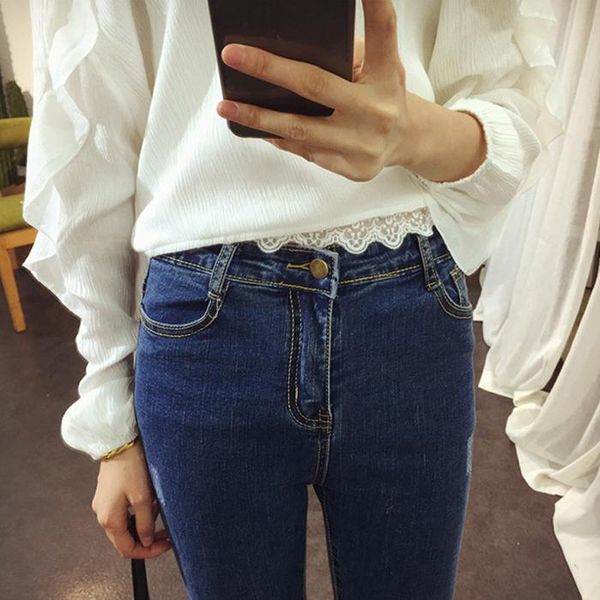 

women's jeans skinny woman autumn 2021 women fashion slim female washed casual stretch pencil pants k111, Blue
