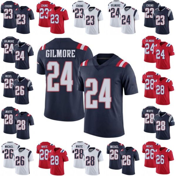 

new england patriots men #23 patrick chung 24 stephon gilmore 26 sony michel 28 james women youth vapor limited jersey, Black