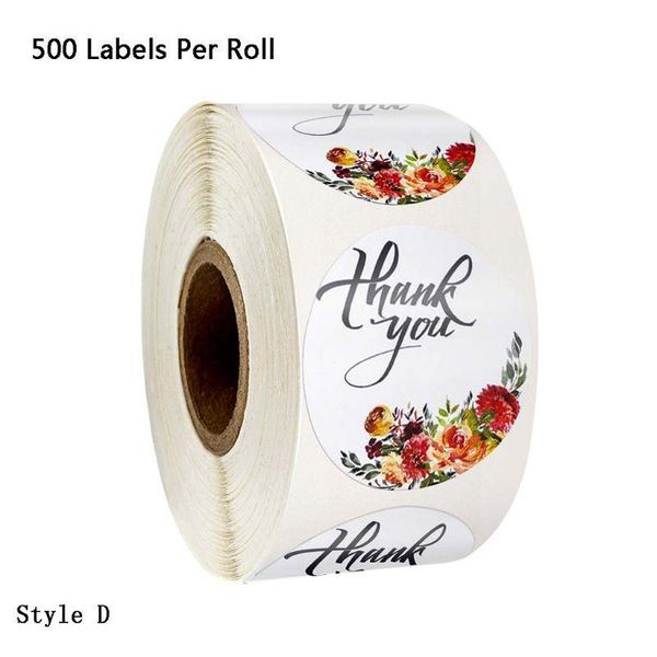 

500pcs/roll floral thank you sticker for seal label scrapbooking christmas decor