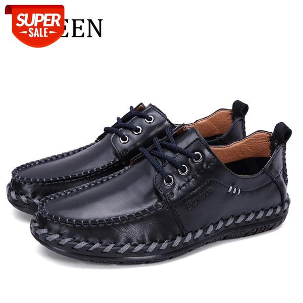 

yween new handmade men's casual leather shoes all-match british fashion sewing shoes man slip on shoes #bh86