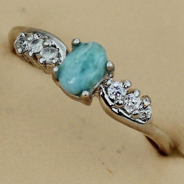 

wedding rings fleure esme for women pretty lady larimar and white cubic zirconia jewelry wholesale rhodium plated r3542 size 7 8, Slivery;golden