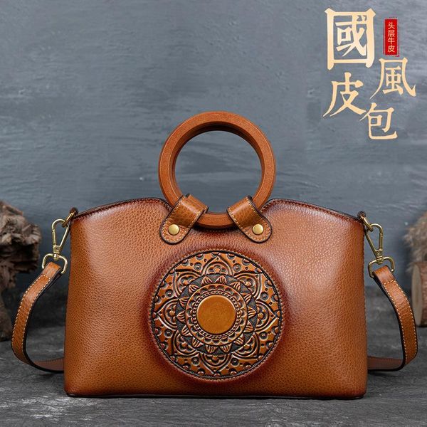

evening bags cross-border women's leather square sling bag handbag full-grain retro single-shoulder crossbody women