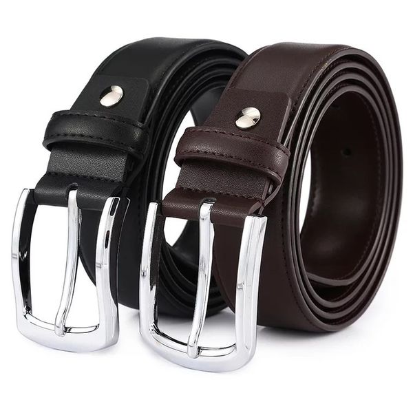 

designer designer luxury belts for men big buckle belt new fashion simple design mens business leather belts wholesale ing, Black;brown